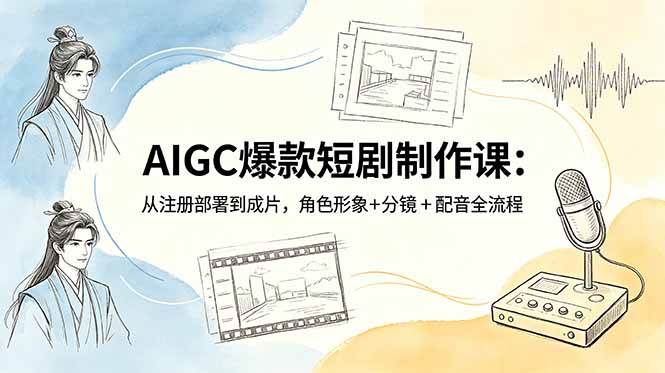 (18676期)AIGC爆款短剧制作课:从注册部署到成片,角色形象+分镜+配音全流程-汇课新知资源网