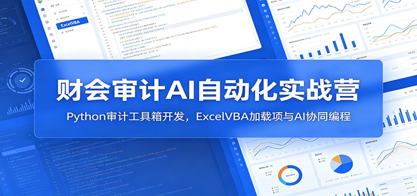 财会审计AI自动化实战营：Python审计工具箱开发，ExcelVBA加载项与AI协同编程-汇课新知资源网