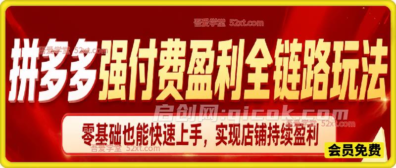拼多多强付费盈利全链路玩法,零基础也能快速上手,实现店铺持续盈利-汇课新知资源网