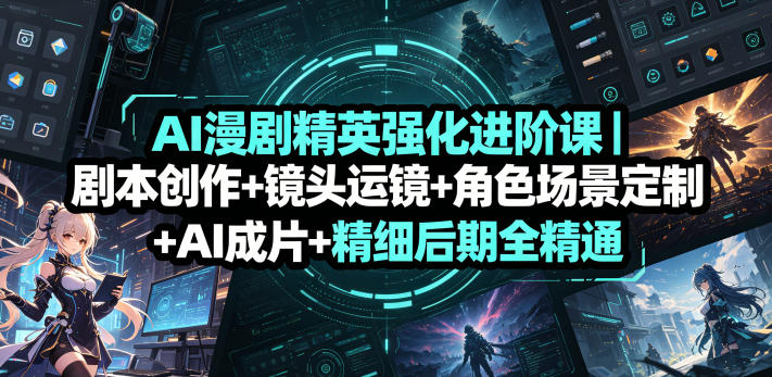 AI漫剧精英强化进阶课｜剧本创作+镜头运镜+角色场景定制+AI成片+精细后期全精通-汇课新知资源网