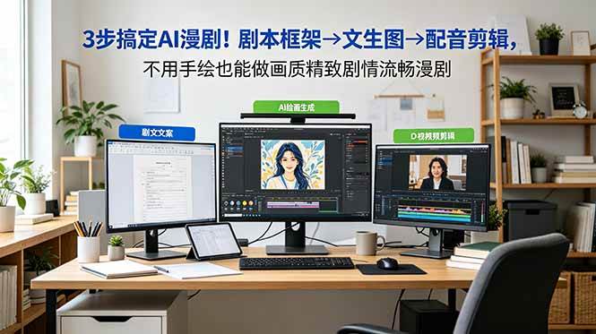 （18866期）3步搞定AI漫剧！剧本框架→文生图→配音剪辑，不用手绘也能做画质精致剧情流畅漫剧-汇课新知资源网
