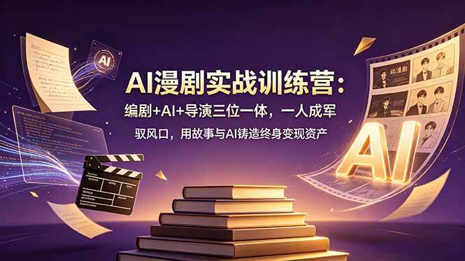 （19032期）AI漫剧实战训练营：编剧+AI+导演三位一体，一人成军 驭风口，用故事与AI铸造终身变现资产-汇课新知资源网