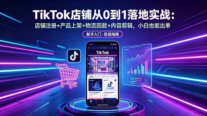 （18862期）TikTok店铺从0到1落地实战：店铺注册+产品上架+物流回款+内容剪辑，小白也能出单-汇课新知资源网