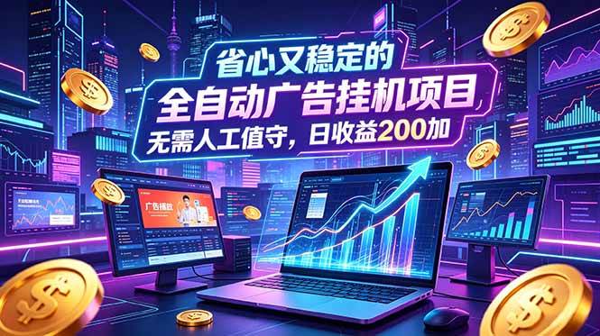 (18899期)全自动广告挂机项目,全程无需人工值守。稳定创收每日收益200+-汇课新知资源网