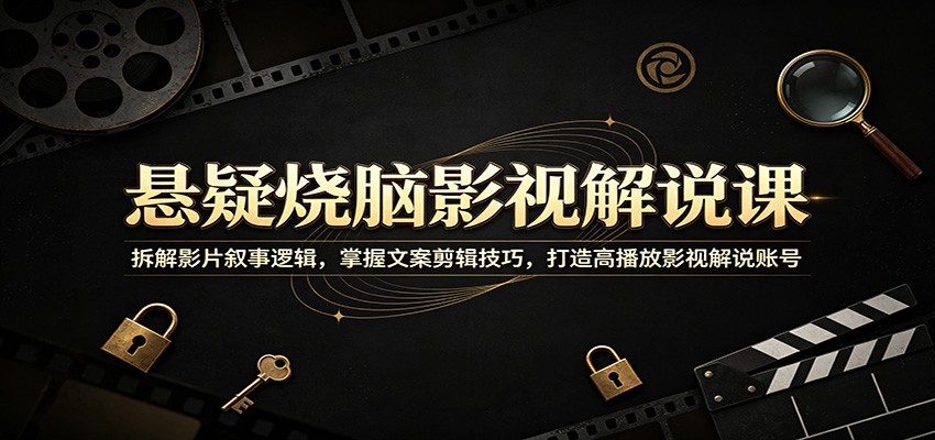悬疑烧脑影视解说课：拆解影片叙事逻辑，掌握文案剪辑技巧，打造高播放影视解说账号-汇课新知资源网