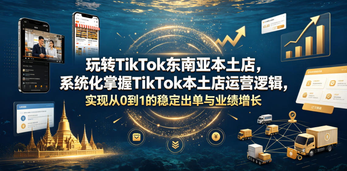 玩转TikTok东南亚本土店，系统化掌握TikTok本土店运营逻辑，实现从0到1的稳定出单与业绩增长-汇课新知资源网