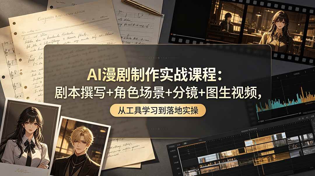 (19020期)AI漫剧制作实战课程:剧本撰写+角色场景+分镜+图生视频,从工具学习到落地实操-汇课新知资源网