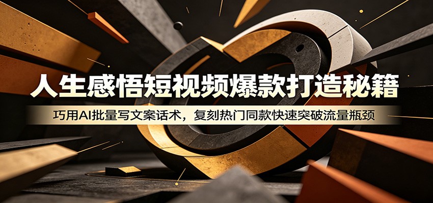 人生感悟短视频爆款打造秘籍：巧用A 批量写文案话术，复刻热门同款快速突破流量瓶颈-汇课新知资源网