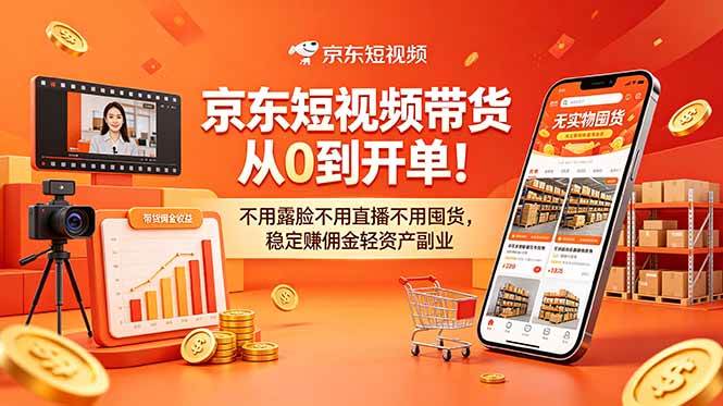 (18895期)京东短视频带货从0到开单!不用露脸不用直播不用囤货,稳定赚佣金轻资产副业-汇课新知资源网