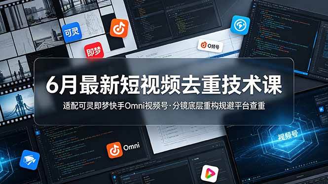 （19031期）6月最新短视频去重技术课，适配可灵即梦快手Omni视频号，分镜底层重构规避平台查重-汇课新知资源网