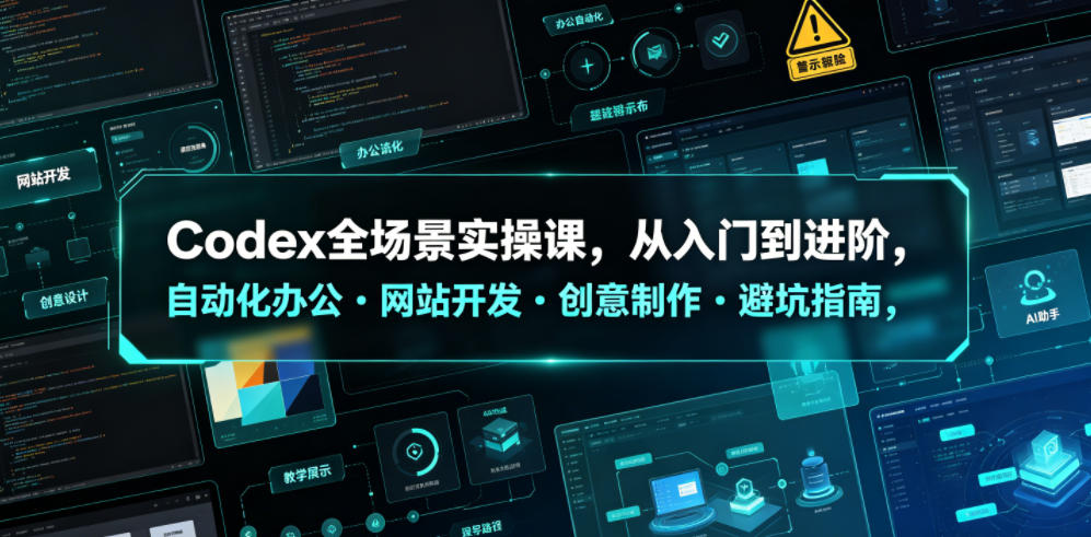 Codex全场景实操课，从入门到进阶，自动化办公・网站开发・创意制作・避坑指南，全流程教学-汇课新知资源网