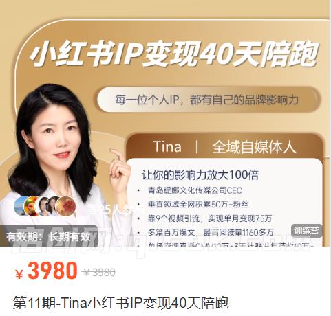 第11期-Tina小红书IP变现40天陪跑2026年6月(价值3980元)