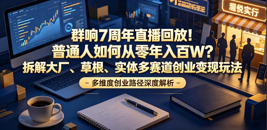 群响7周年直播回放!普通人如何从零年入百W?拆解大厂、草根、实体多赛道创业变现玩法-汇课新知资源网