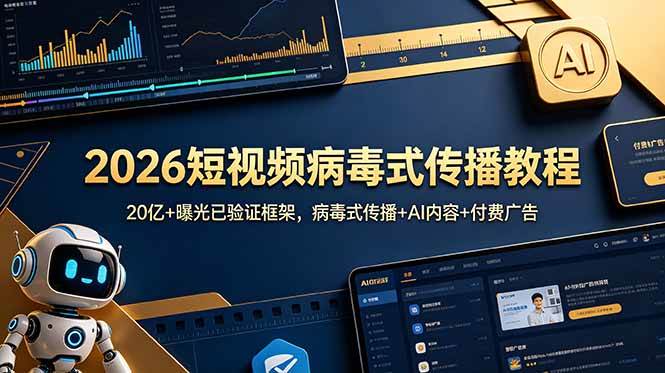 （18986期）2026短视频病毒式传播教程：20亿+曝光已验证框架，病毒式传播+AI内容+付费广告