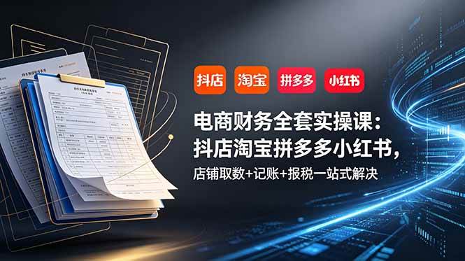 （19001期）电商财务全套实操课：抖店淘宝拼多多小红书，店铺取数+记账+报税一站式解决-汇课新知资源网