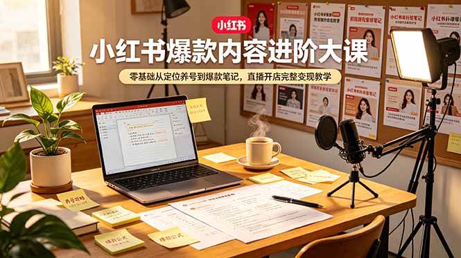 （19118期）小红书爆款内容进阶大课，零基础从定位养号到爆款笔记，直播开店完整变现教学-汇课新知资源网