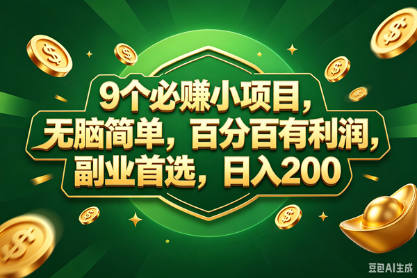 （18950期）9个必赚的小项目，百分百赚元子，无脑简单，副业首选，日入300+-汇课新知资源网