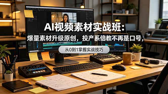 （19085期）AI视频素材实战班：爆量素材升级原创，投产翻倍不再是口号，0-1系统教学实战落地-汇课新知资源网