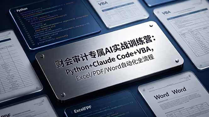 （19028期）财会审计专属 AI实战训练营：Python+Claude Code+VBA，Excel/PDF/Word自动化全流程-汇课新知资源网