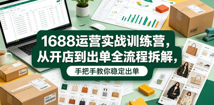 1688运营实战训练营，从开店到出单全流程拆解，手把手教你稳定出单-汇课新知资源网