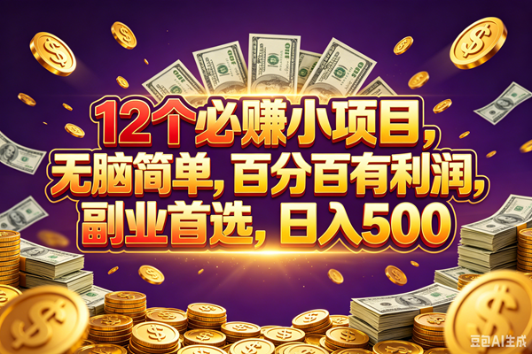 （18976期）12个必赚的小项目，百分百赚元子，无脑简单，副业首选，日入500+-汇课新知资源网