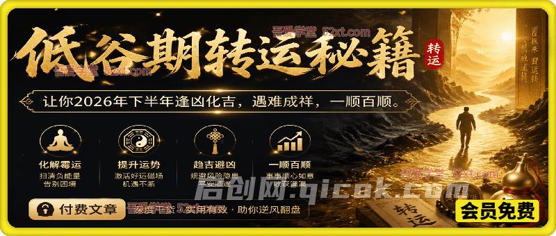 低谷期转运秘籍，让你2026年下半年逢凶化吉，遇难成祥，一顺百顺。-汇课新知资源网