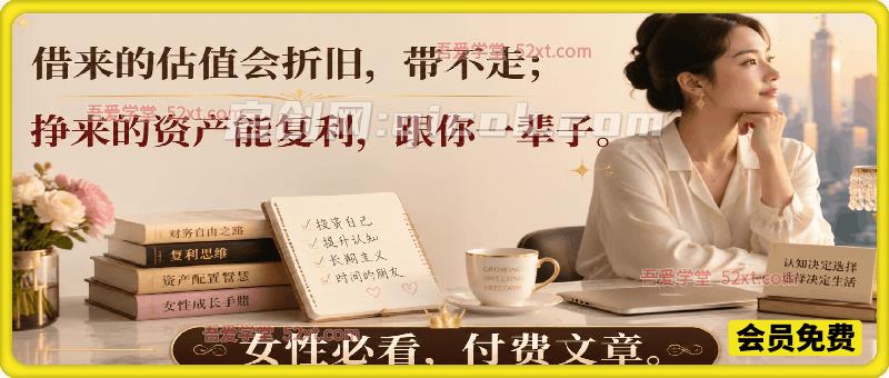 （女性必看）借来的估值会折旧，带不走；挣来的资产能复利，跟你一辈子-汇课新知资源网