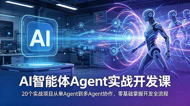 （18983期）AI智能体Agent实战开发课：20个实战项目从单Agent到多Agent协作，零基础掌握开发全流程-汇课新知资源网