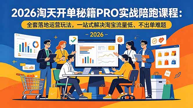 (18844期)2026淘天开单秘籍PRO实战陪跑课程:全套落地运营玩法,一站式解决淘宝流量低、不出单难题-汇课新知资源网