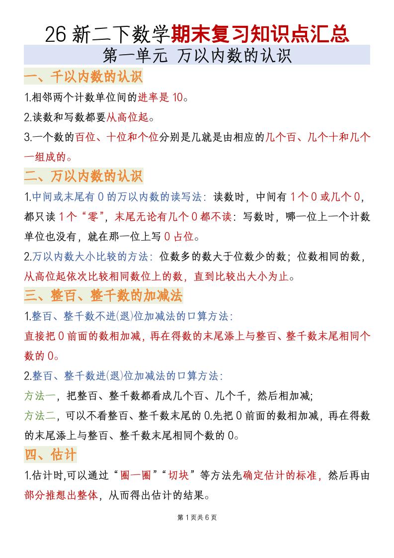 二年级下数学全册必备知识点汇总《青岛五四版》-汇课新知资源网