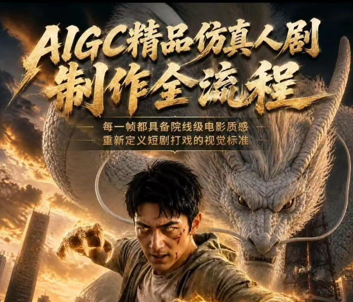 AIGC精品仿真人剧豢龙人全流程制作解析2026，国风仿真人创作+打斗剧情+人设编排，一站式AI短剧入门-汇课新知资源网
