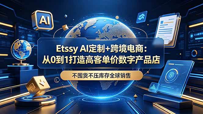 （18974期）Etsy AI定制+跨境电商：从0到1打造高客单价数字产品店，不囤货不压库存全球销售-汇课新知资源网