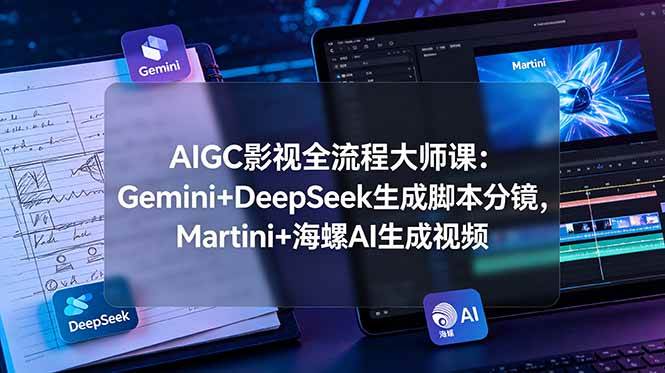 （19008期）AIGC影视全流程大师课：Gemini+DeepSeek生成脚本分镜，Martini+海螺AI生成视频-汇课新知资源网