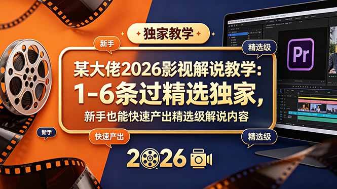 （18946期）某大佬2026影视解说教学：1-6条过精选独家，新手也能快速产出精选级解说内容-汇课新知资源网