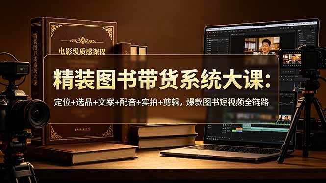 (19007期)精装图书带货系统大课:定位+选品+文案+配音+实拍+剪辑,爆款图书短视频全链路-汇课新知资源网