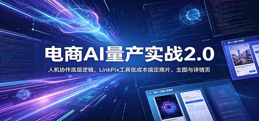 电商人AI量产实战2.0：人机协作底层逻辑，LinkPix工具低成本搞定商片、主图与详情页-汇课新知资源网