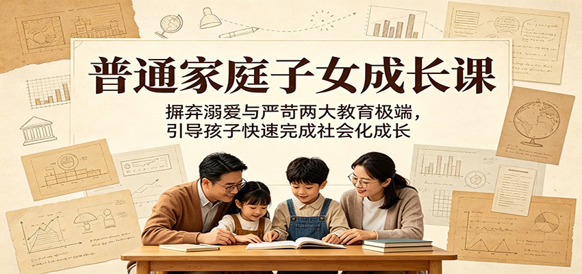 普通家庭子女成长课:摒弃溺爱与严苛两大教育极端,引导孩子快速完成社会化成长-汇课新知资源网