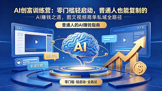 （18911期）AI创富训练营：零门槛轻启动，普通人也能复制的AI赚钱之道，图文视频商单私域全路径-汇课新知资源网