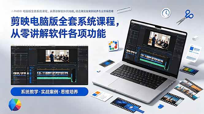(18926期)剪映电脑版全套系统课程,从零讲解软件各项功能,结合海量实战案例培养专业剪辑思维-汇课新知资源网