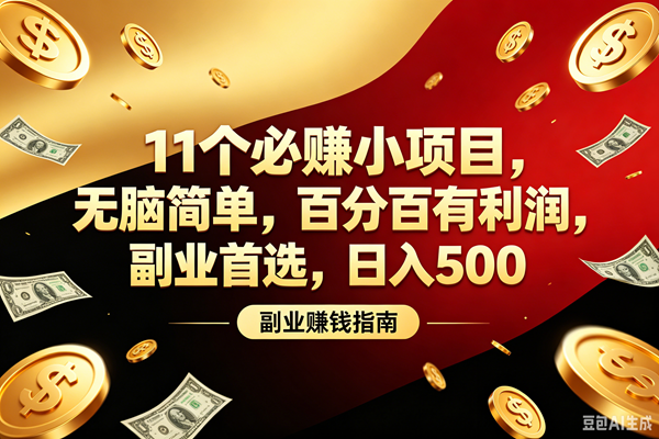 （19067期）11个必赚的小项目，百分百赚元子，无脑简单，副业首选，日入400+-汇课新知资源网