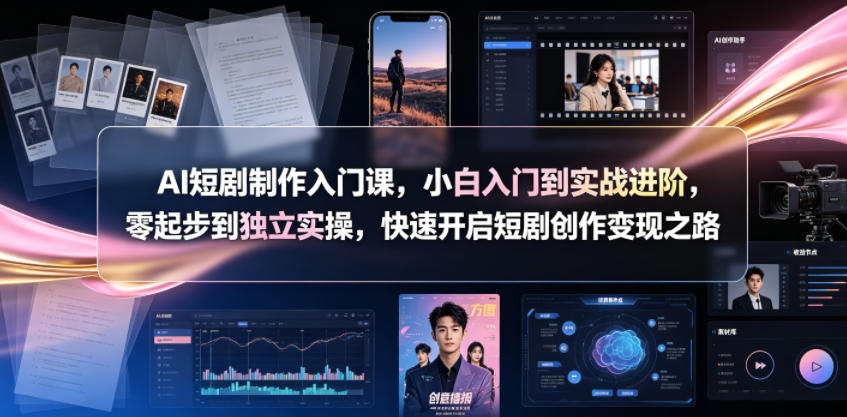 AI短剧制作入门课，小白入门到实战进阶，零起步到独立实操，快速开启短剧创作变现之路-汇课新知资源网
