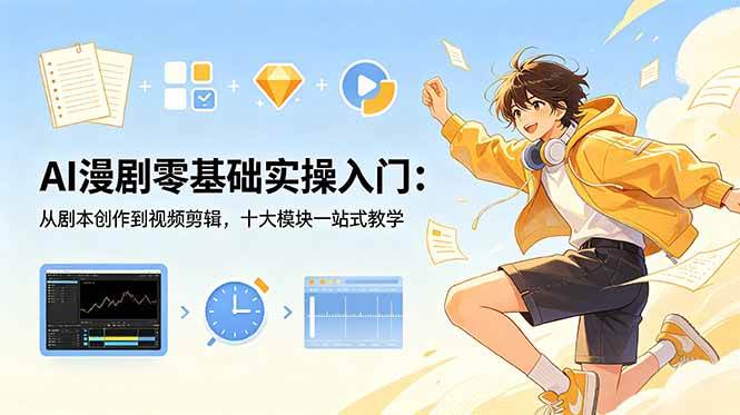 (18812期)AI漫剧零基础实操入门:从剧本创作到视频剪辑,十大模块一站式教学-汇课新知资源网