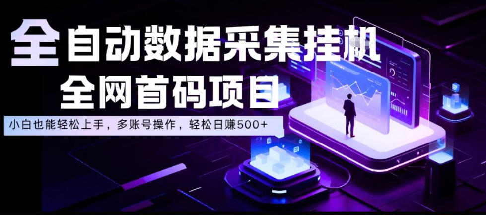 全自动数据采集挂G，全网首码项目，简单易操作，小白也能轻松上手，多账号操作，轻松日入500+【揭秘】-汇课新知资源网