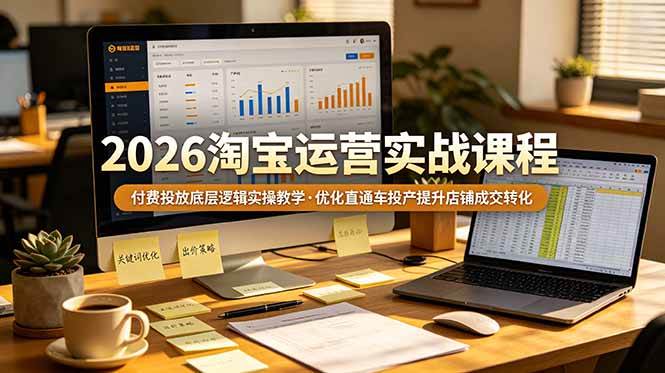 （19075期）2026 淘宝运营实战课程，付费投放底层逻辑实操教学，优化直通车投产提升店铺成交转化-汇课新知资源网