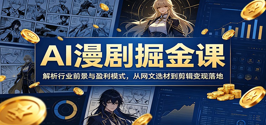 AI漫剧掘金课:解析行业前景与盈利模式,从网文选材到剪辑变现落地-汇课新知资源网