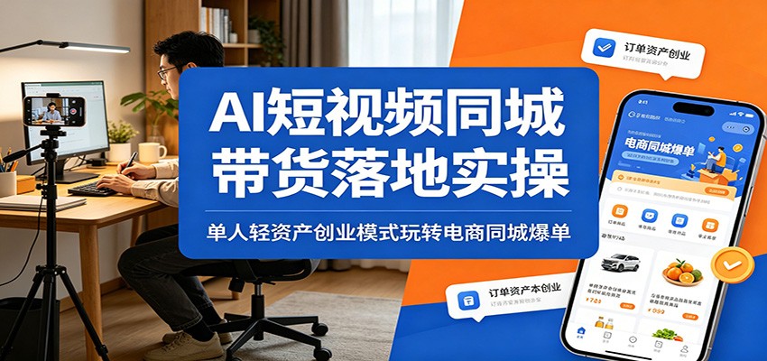 AI短视频同城带货落地实操:单人轻资产创业模式玩转电商同城爆单-汇课新知资源网