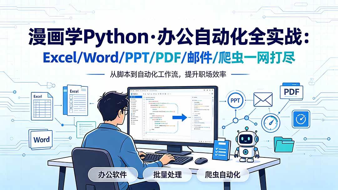 （19270期）漫画学Python·办公自动化全实战：Excel/Word/PPT/PDF/邮件/爬虫一网打尽-汇课新知资源网