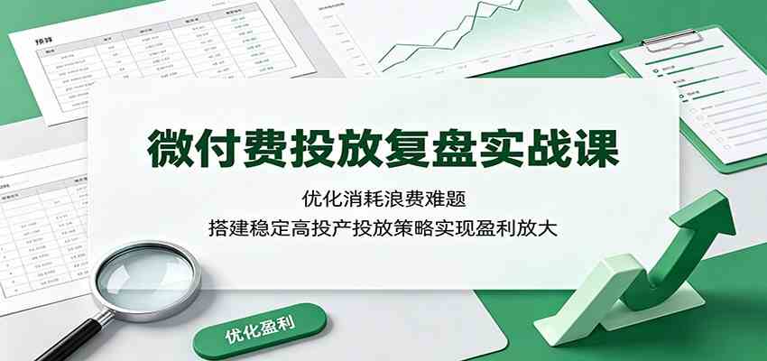 微付费投放复盘实战课:优化消耗浪费难题,搭建稳定高投产投放策略实现盈利放大-汇课新知资源网