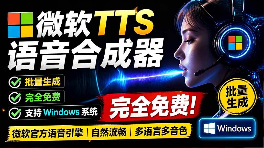 (19494期)微软 TTS 免费语音配音生成器,完全免费,支持多语音、多音色选择,Windows系统专用 TTS语音合成器-汇课新知资源网