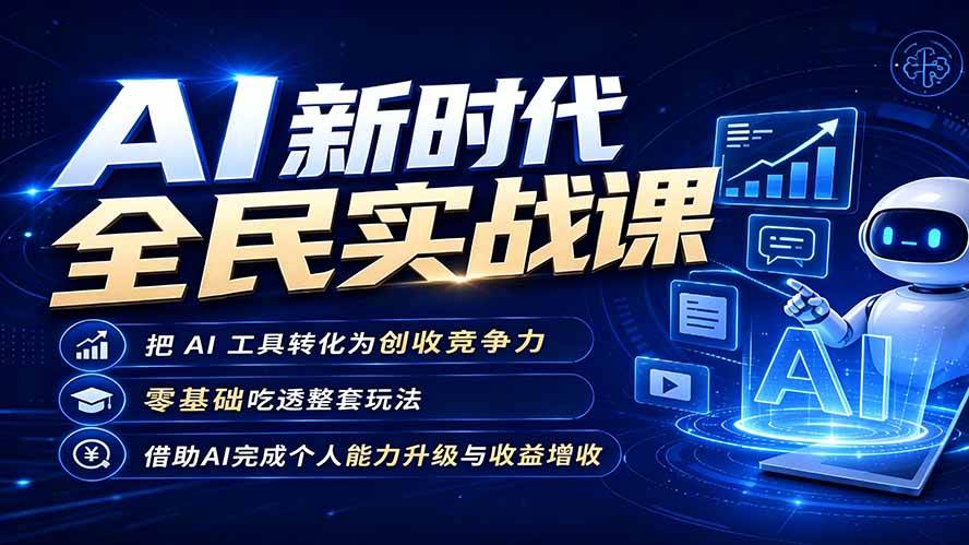 （19519期）AI新时代全民实战课，把 AI 工具转化为创收竞争力，零基础吃透整套玩法，借助AI完成个人能力升级与收益增收。-汇课新知资源网